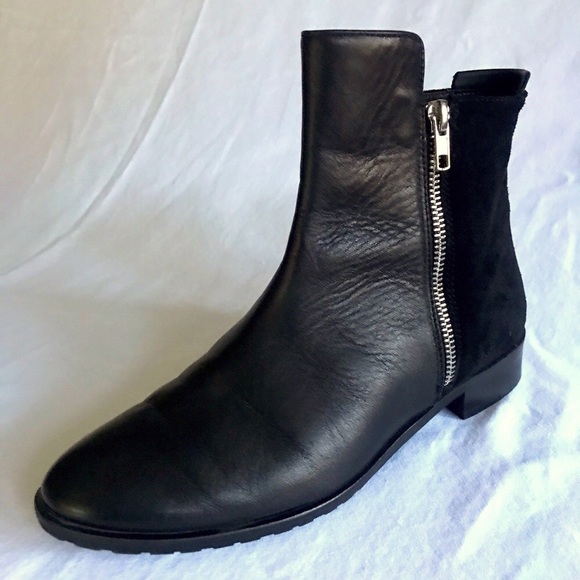 Sleek Black Leather/Suede Ankle Boots size 7 - Picture 9 of 13